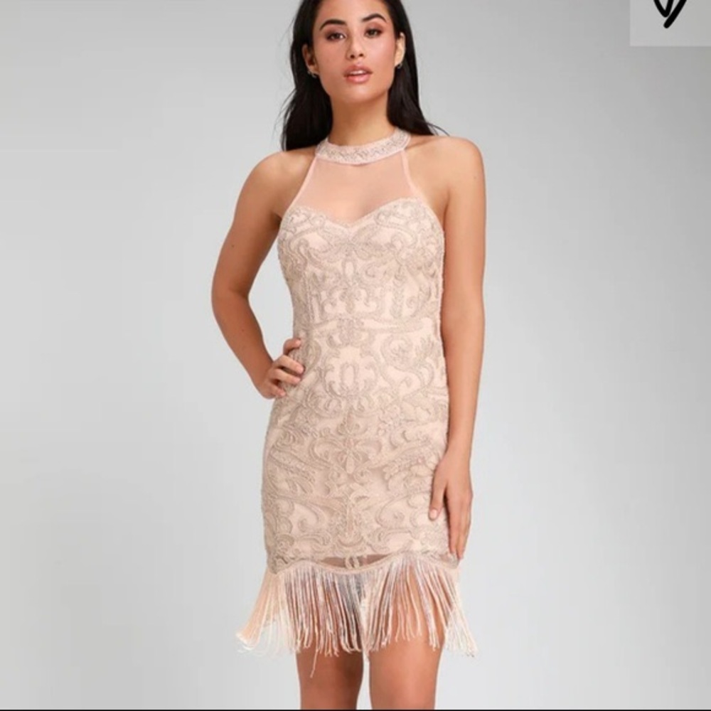 Lulus nude sequin flapper dress